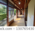 Traditional Japanese house corridor and garden with windows 130765430
