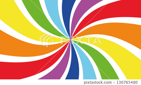 Abstract rainbow spiral background with colorful swirling stripes. Vibrant psychedelic design with dynamic curves and bright rainbow colors. Perfect for festive decoration, wallpaper and graphic art Abstract rainbow spiral background with colorful swirling stripes. Vibrant psychedelic design with dynamic curves and bright rainbow colors. Perfect for festive decoration, wallpaper and graphic art 130765480