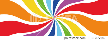 Colorful abstract swirl background with rainbow spiral pattern, bright vibrant wave design, psychedelic retro backdrop for banner, festive decoration, vivid twisted lines, dynamic optical illusion 130765482