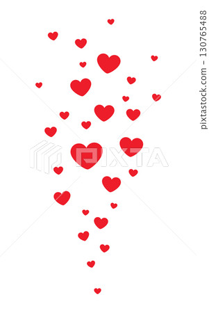 Red hearts rising up. Romantic love symbols floating upward. Social media likes. Valentine design, wedding decoration, celebration, romance and digital approval concept 130765488