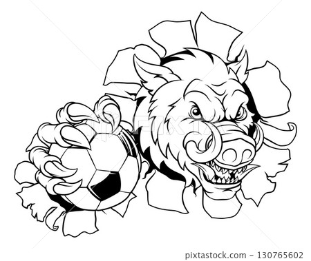 Boar Wild Hog Razorback Warthog Pig Soccer Mascot Boar Wild Hog Razorback Warthog Pig Soccer Mascot 130765602