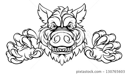 Boar Wild Hog Razorback Warthog Pig Sports Mascot Boar Wild Hog Razorback Warthog Pig Sports Mascot 130765603