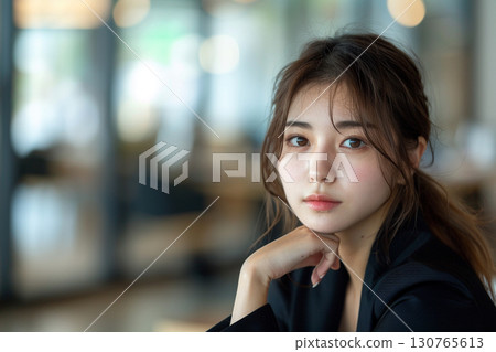 一位女商人若有所思地 130765613