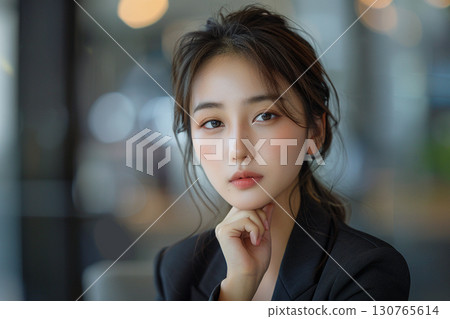 一位女商人若有所思地 130765614