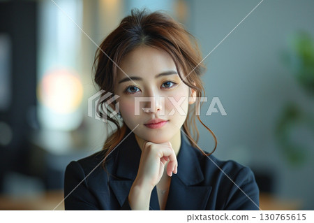 一位女商人若有所思地 130765615