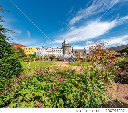 The beautiful Dublin Castle gardens in Ireland 130765632