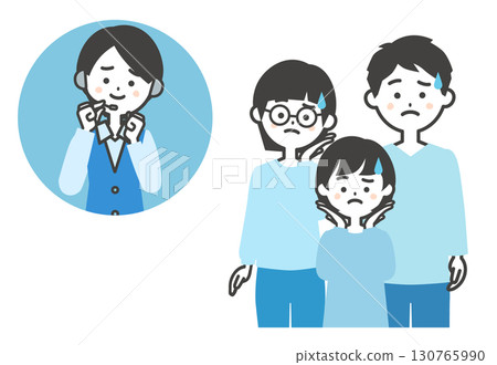 陷入困境的家庭和女性操作員的插圖 130765990