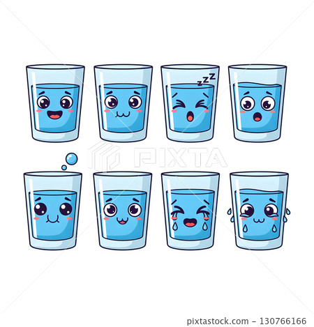 Set of glass cartoon illustration design 130766166