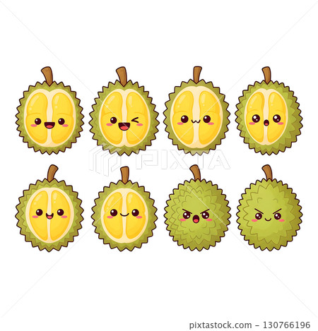 Set of durian fruit cartoon illustration 130766196