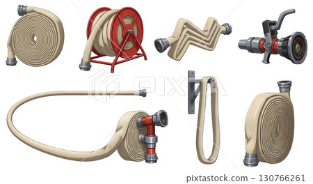 Set of item Firefighter character llustration. 130766261