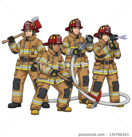 Set of Firefighter character llustration 130766263