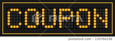 Orange color led banner in word coupon on black background Orange color led banner in word coupon on black background 130766288