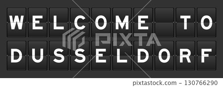Black color analog flip board with word welcome to dusseldorf on gray background 130766290