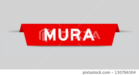 Red color inserted label with word mura on gray background 130766304