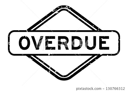 Grunge black overdue word rubber seal stamp on white background 130766312