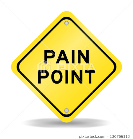 Yellow color transportation sign with word pain point on white background 130766313