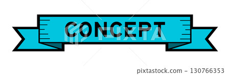 Ribbon label banner with word concept in blue color on white background 130766353
