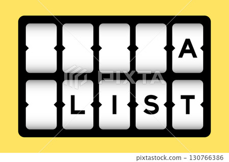 Black color in word a list on slot banner with yellow color background 130766386