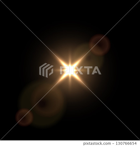 Shine light with flash effect. Golden glow star glared on black background. Bright sparkling vector illustration. Flash of light with ray beams in space. Abstract sunshine sparkle glare Shine light with flash effect. Golden glow star glared on black background. Bright sparkling vector illustration. Flash of light with ray beams in space. Abstract sunshine sparkle glare 130766654