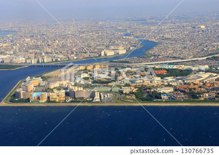 Tokyo Disneyland & DisneySea (aerial view) 130766735