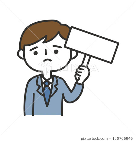 Illustration of a man holding a placard 130766946