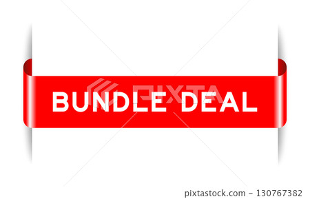 Red color inserted label banner with word bundle deal on white background Red color inserted label banner with word bundle deal on white background 130767382
