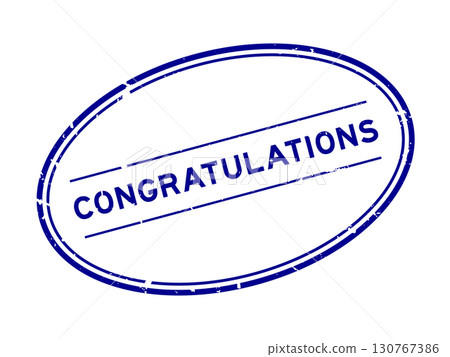 Grunge blue congratulations word oval rubber seal stamp on white background Grunge blue congratulations word oval rubber seal stamp on white background 130767386