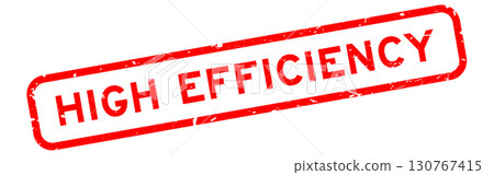 Grunge red high efficiency word rubber square seal stamp on white background 130767415