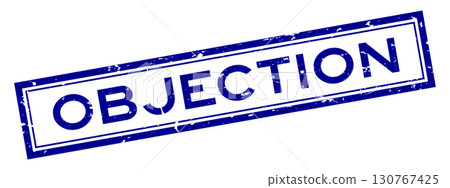 Grunge blue objection word square rubber seal stamp on white background 130767425