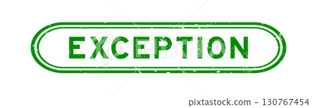 Grunge green exception word rubber seal stamp on white background 130767454