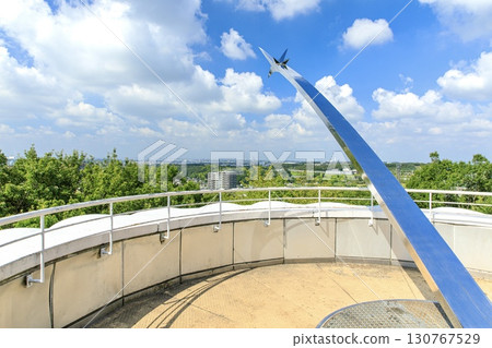 View of downtown Miyoshi from the floating cloud pier in Miyoshioka Green Space, Miyoshi City 130767529