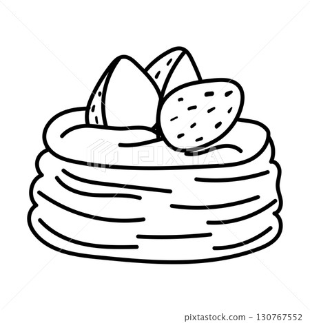 Black and white tart outline illustration 130767552