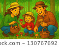 A farmer and his son harvesting 130767692
