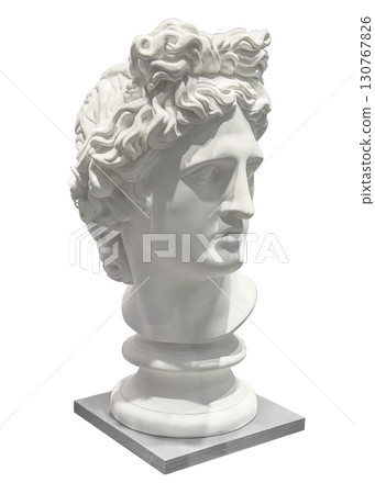 White marble bust of apollo on transparent background representing greek god of music, poetry, and light 130767826