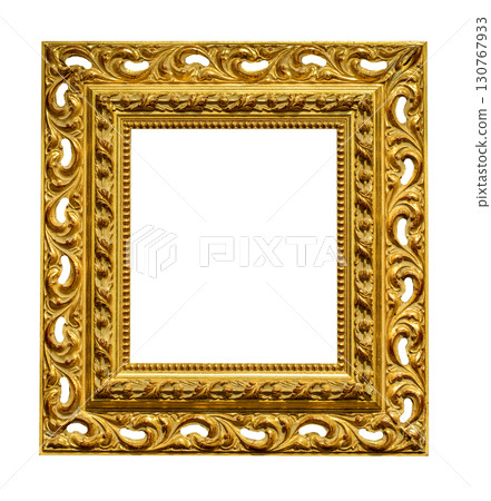Golden ornate frame with transparent background for compositing Golden ornate frame with transparent background for compositing 130767933