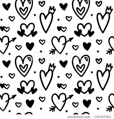 Cute black and white seamless pattern Cute black and white seamless pattern 130767961