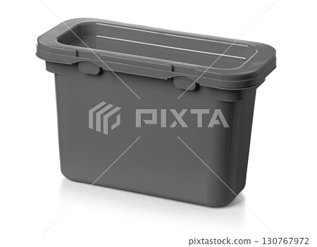 Gray plastic kitchen compost bin isolated on white background Gray plastic kitchen compost bin isolated on white background 130767972
