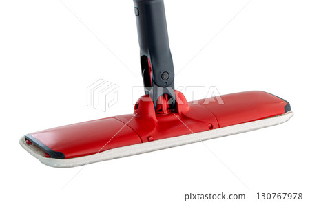 Red cleaning mop on transparent background, cleaning supplies for easy floor care Red cleaning mop on transparent background, cleaning supplies for easy floor care 130767978