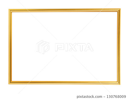 Realistic gold picture frame on transparent background isolating frame 130768009