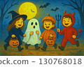 Kids having fun on Halloween night 130768018