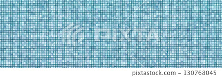 Turquoise blue mosaic tiles creating repeating geometric pattern 130768045