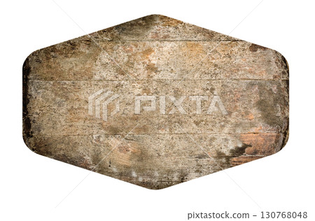 Old wooden sign with transparent background showing wood grain and texture 130768048