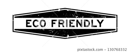 Grunge black eco friendly word hexagon rubber seal stamp on white background Grunge black eco friendly word hexagon rubber seal stamp on white background 130768332