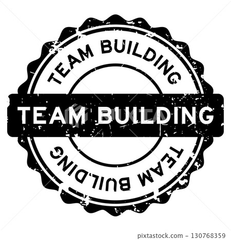Grunge black team building word round seal stamp on white background 130768359