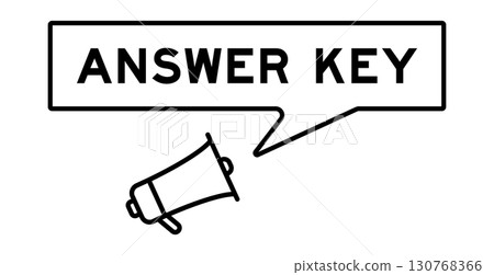 Megaphone icon with speech bubble in word answer key on white background 130768366