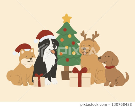 狗狗們正在參加聖誕派對 130768488