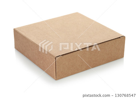 Thin kraft cardboard box, isolated on transparent background. Minimal, eco-friendly packaging concept, versatile for storage, gifts, shipping, and product presentation Thin kraft cardboard box, isolated on transparent background. Minimal, eco-friendly packaging concept, versatile for storage, gifts, shipping, and product presentation 130768547