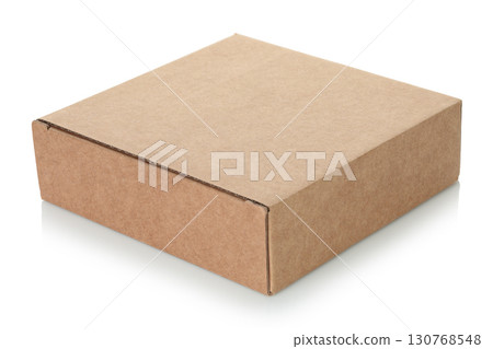Thin kraft cardboard box, isolated on transparent background. Minimal, eco-friendly packaging concept, versatile for storage, gifts, shipping, and product presentation Thin kraft cardboard box, isolated on transparent background. Minimal, eco-friendly packaging concept, versatile for storage, gifts, shipping, and product presentation 130768548