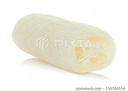 Loofah sponge, isolated on transparent background, full focus for sharp texture. Natural eco cleaning accessory, sustainable and reusable kitchen tool Loofah sponge, isolated on transparent background, full focus for sharp texture. Natural eco cleaning accessory, sustainable and reusable kitchen tool 130768554