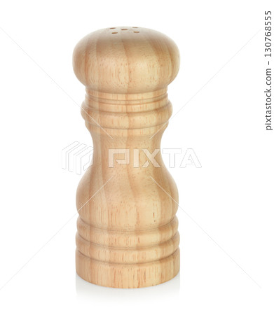 Wooden salt shaker, isolated on transparent background, full focus for clear detail. Natural rustic kitchen accessory, eco utensil for cooking, dining, and seasoning Wooden salt shaker, isolated on transparent background, full focus for clear detail. Natural rustic kitchen accessory, eco utensil for cooking, dining, and seasoning 130768555